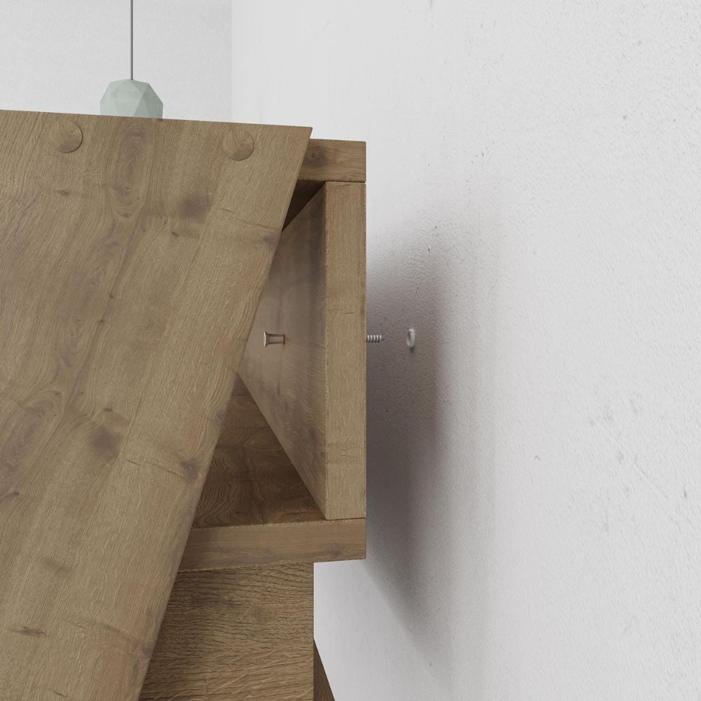 Scrivania da parete hitit noce con cassetto Cowork 94 cm.