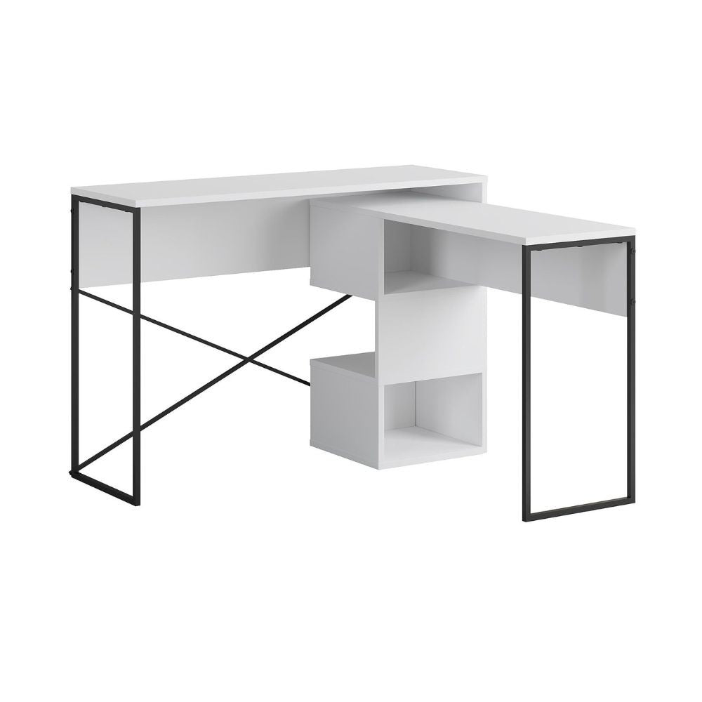 Scrivania espandibile Badau colore bianco e gambe in metallo nere 110x37.2x77 cm.