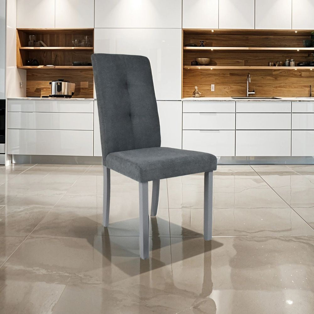 Sedia Eric in legno colore grigio con seduta in tessuto grigio