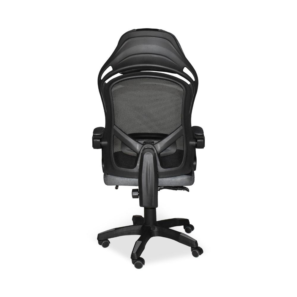 Sedia gaming Gandi con poggiapiedi estensibile in tessuto con rete nero
