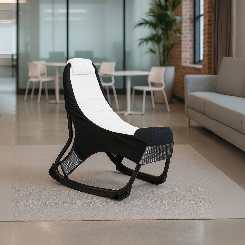 Sedia gaming Rocky con seduta imbottita in rete bicolore nero e bianco