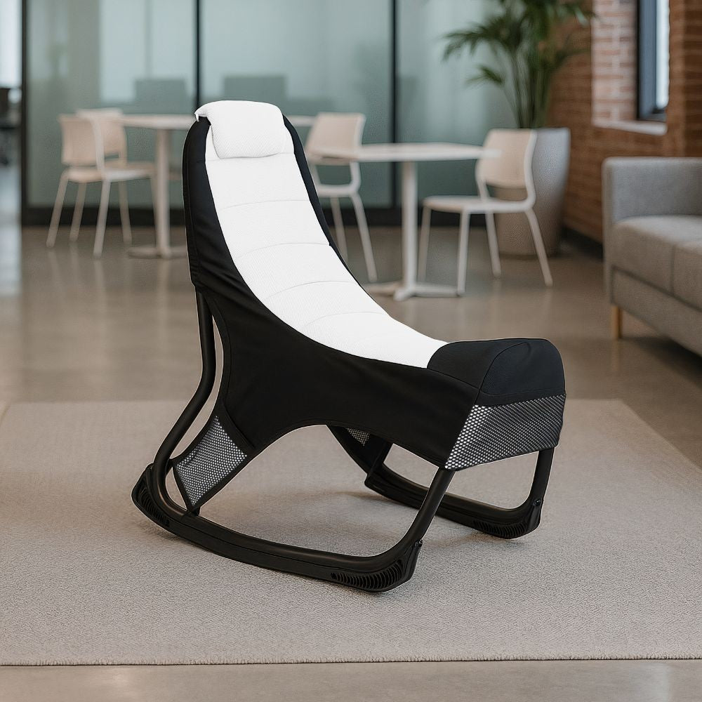 Sedia gaming Rocky con seduta imbottita in rete bicolore nero e bianco