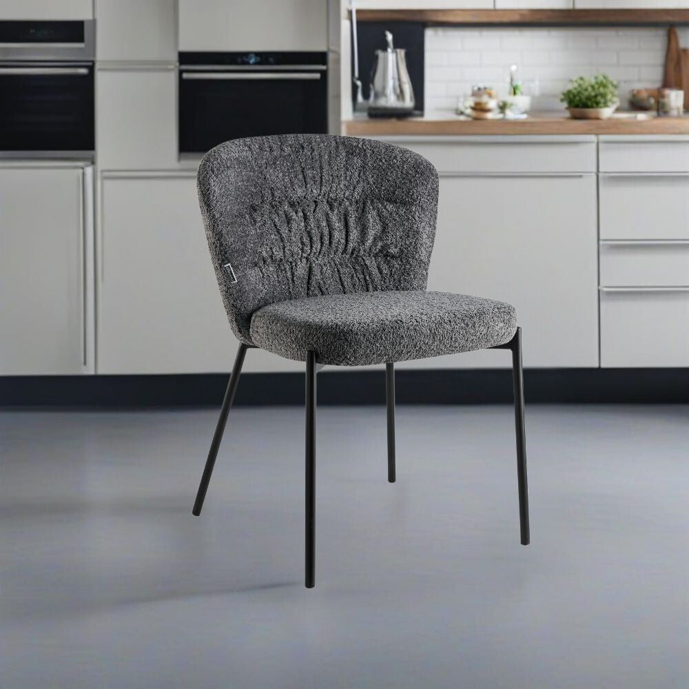 Sedia imbottita Cami in tessuto teddy grigio set 2 pezzi
