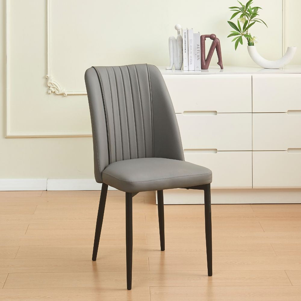 Sedia Linus con seduta in ecopelle grigio e gambe in metallo nero