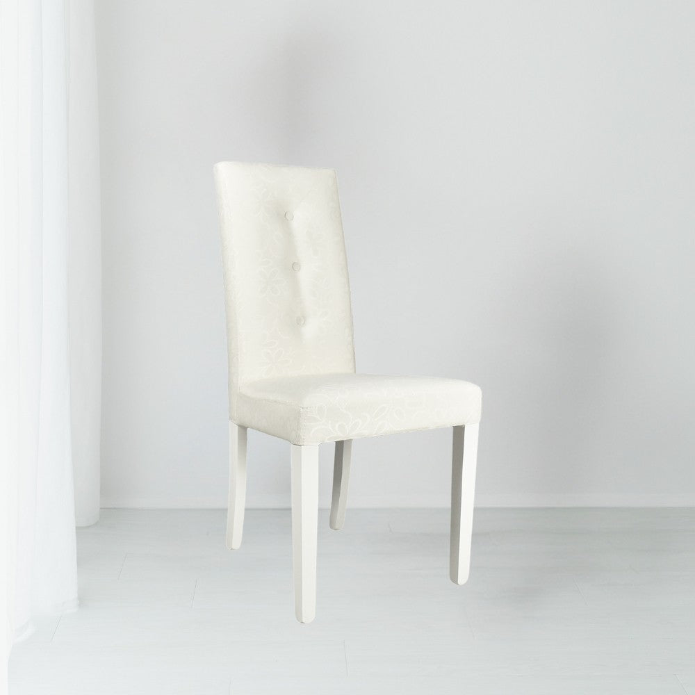 Sedia Montecarlo 3 bottoni tessuto bianco