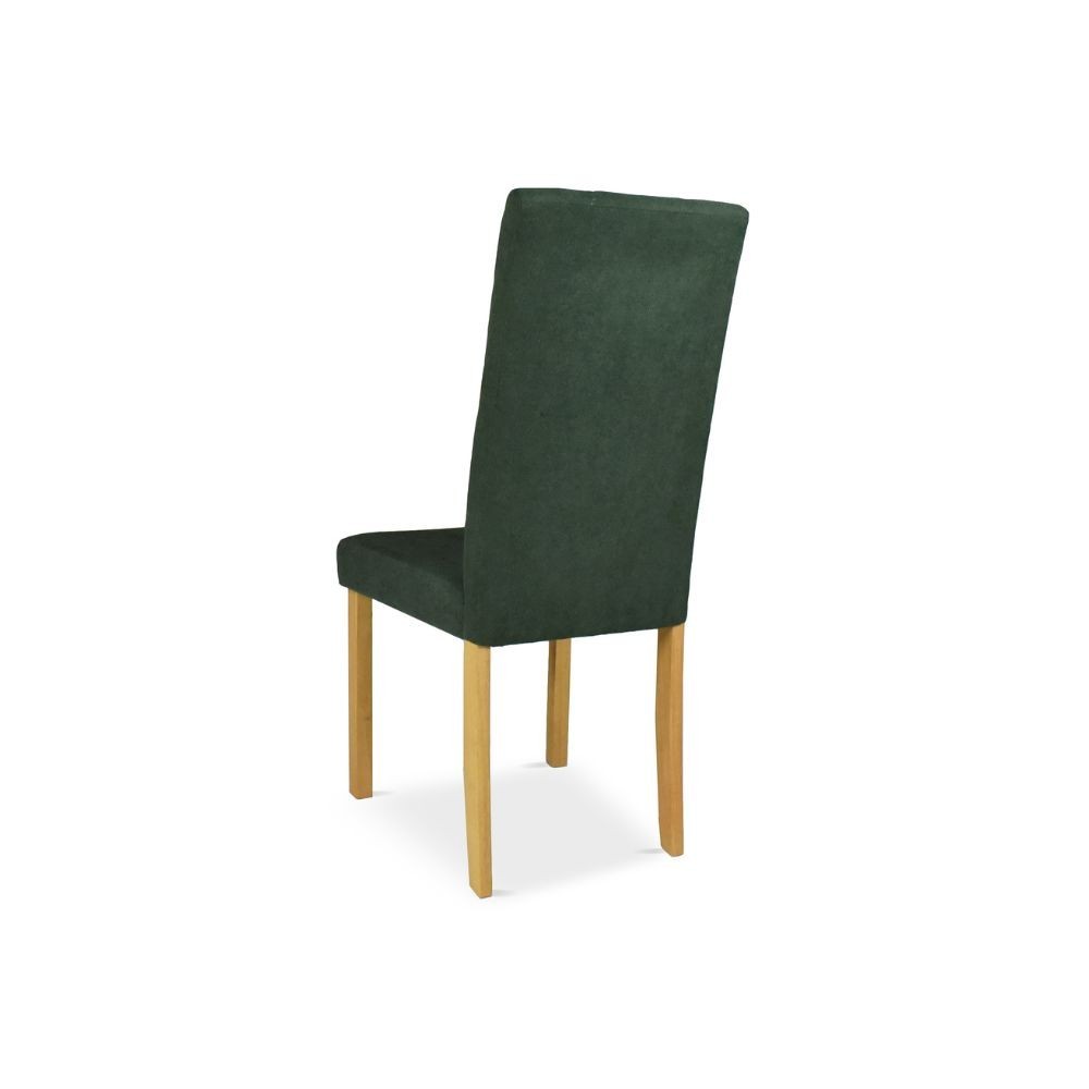 Sedia Tom in legno colore rovere con seduta in tessuto colore verde set 2 pezzi