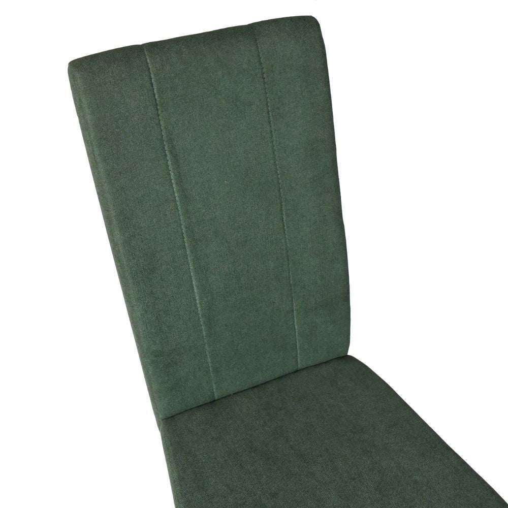 Sedia Tom in legno colore rovere con seduta in tessuto colore verde set 2 pezzi