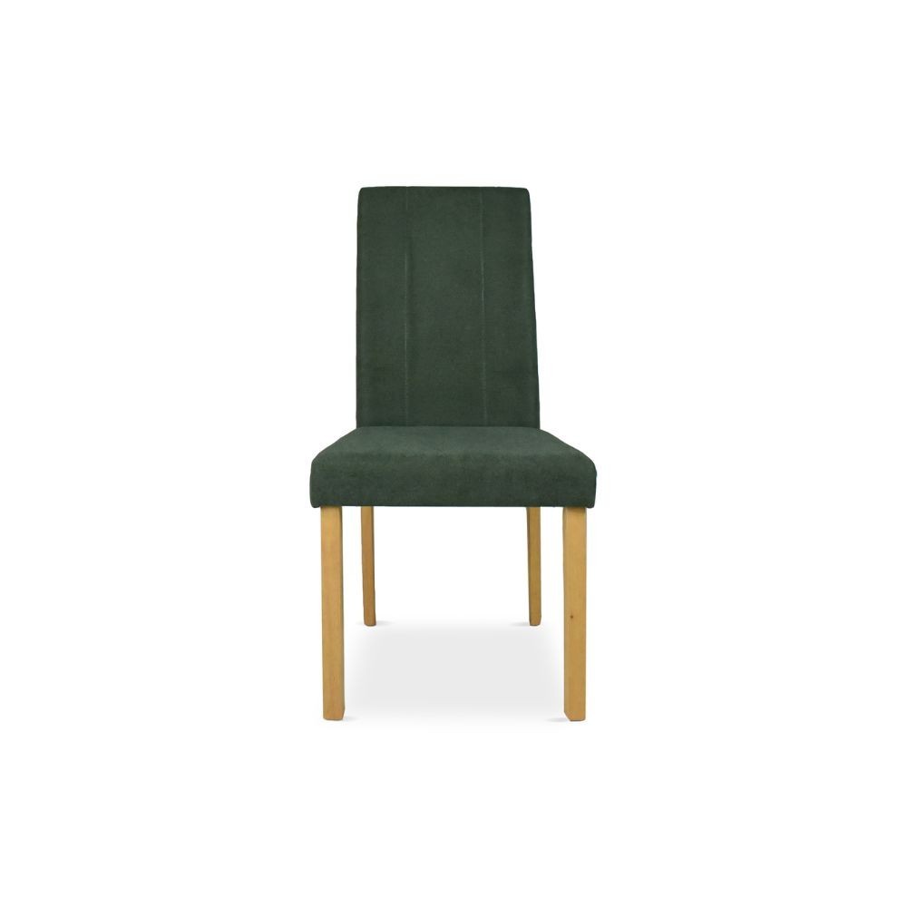 Sedia Tom in legno colore rovere con seduta in tessuto colore verde set 2 pezzi