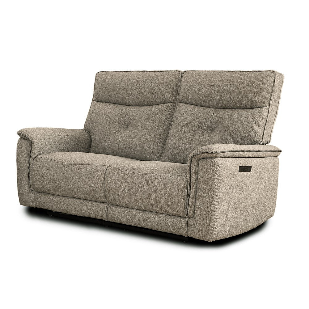 Set divani Elysio 2 e 3 posti e poltrona con recliner elettrici in tessuto G093 sabbia