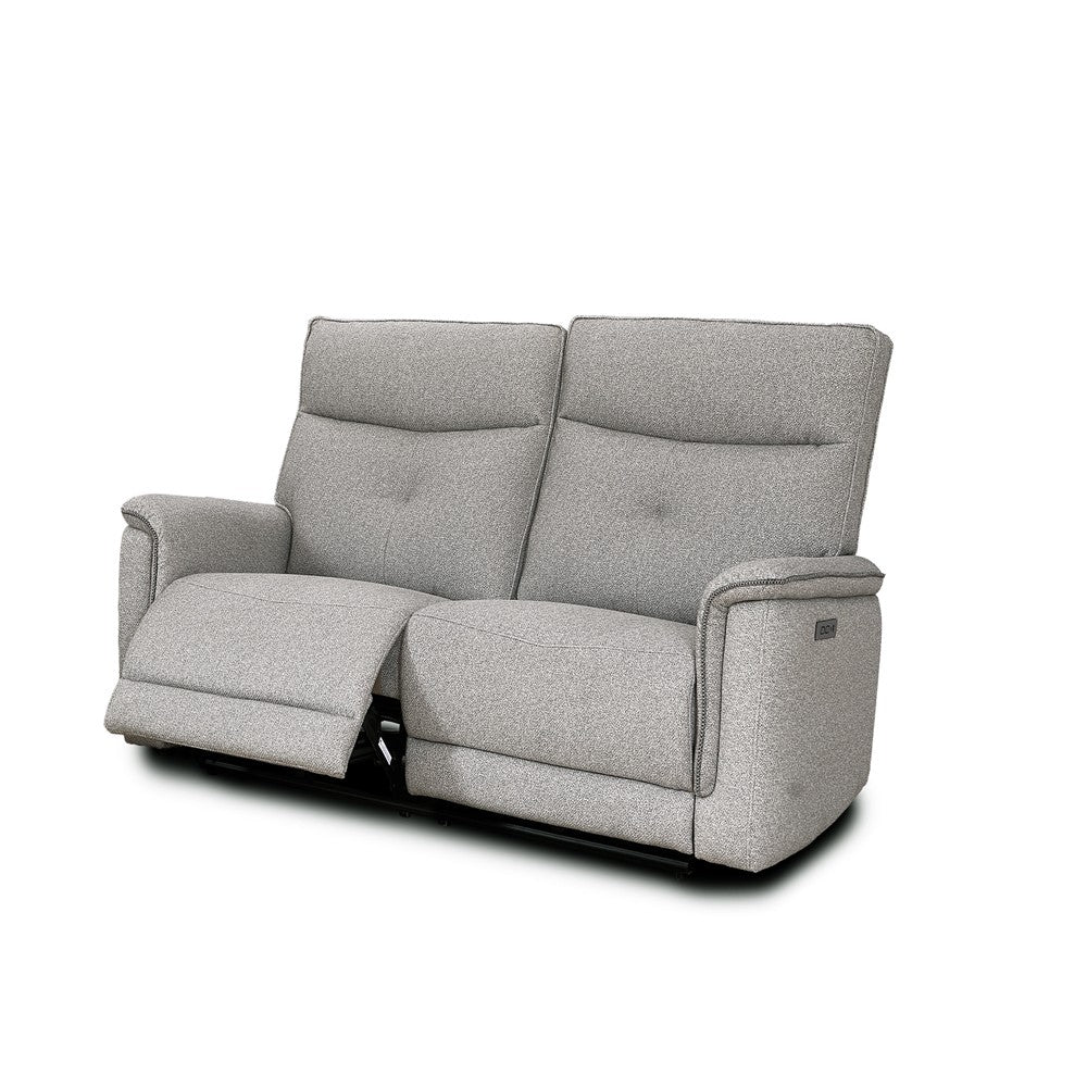 Set divani Elysio 2 e 3 posti e poltrona con recliner elettrici in tessuto G268 grigio