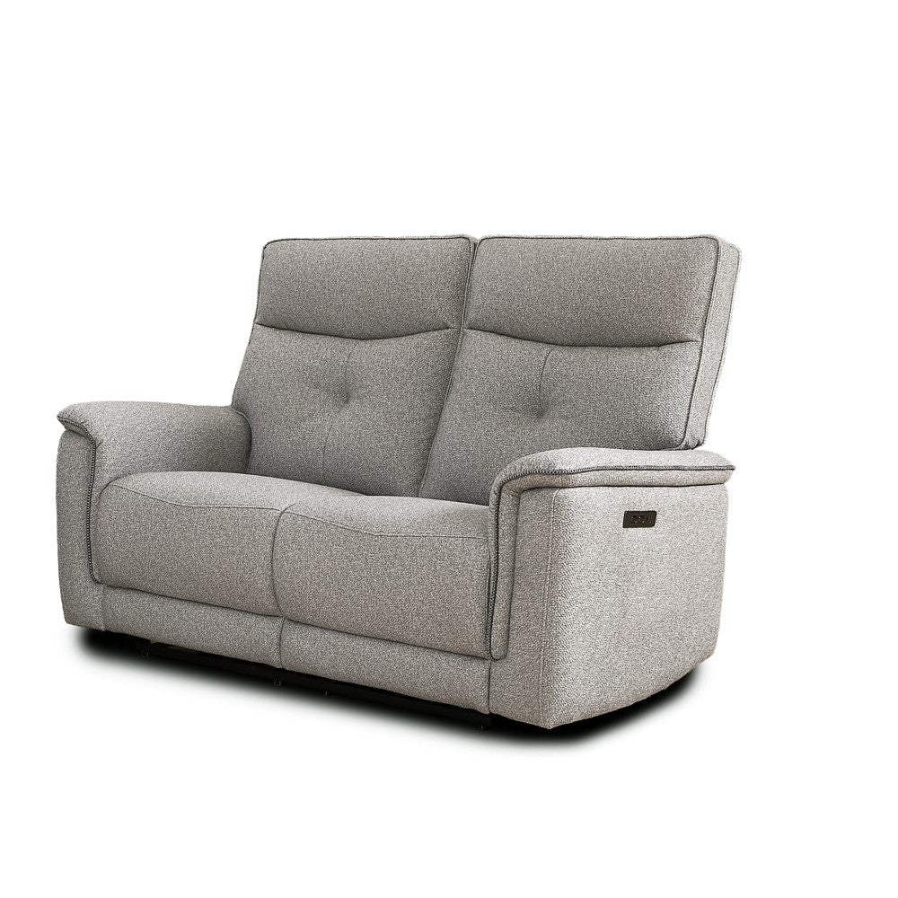 Set divani Elysio 2 e 3 posti e poltrona con recliner elettrici in tessuto G268 grigio