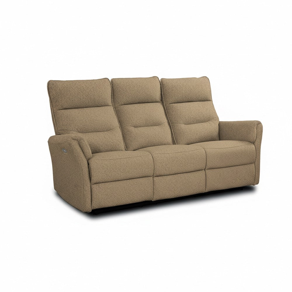 Set divani Softwave 2 e 3 posti e poltrona con recliner elettrici in tessuto G270 Camel