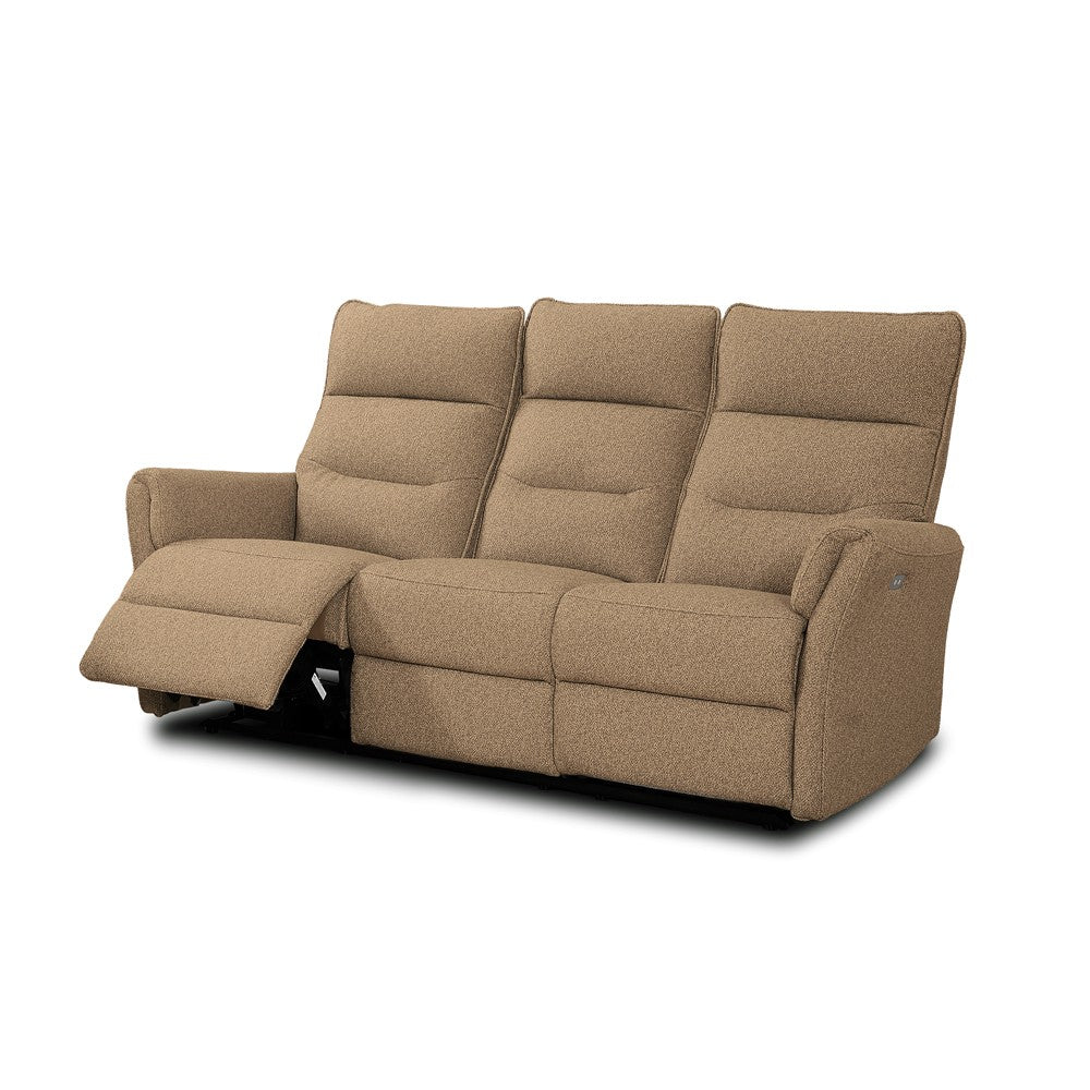 Set divani Softwave 2 e 3 posti e poltrona con recliner elettrici in tessuto G270 Camel