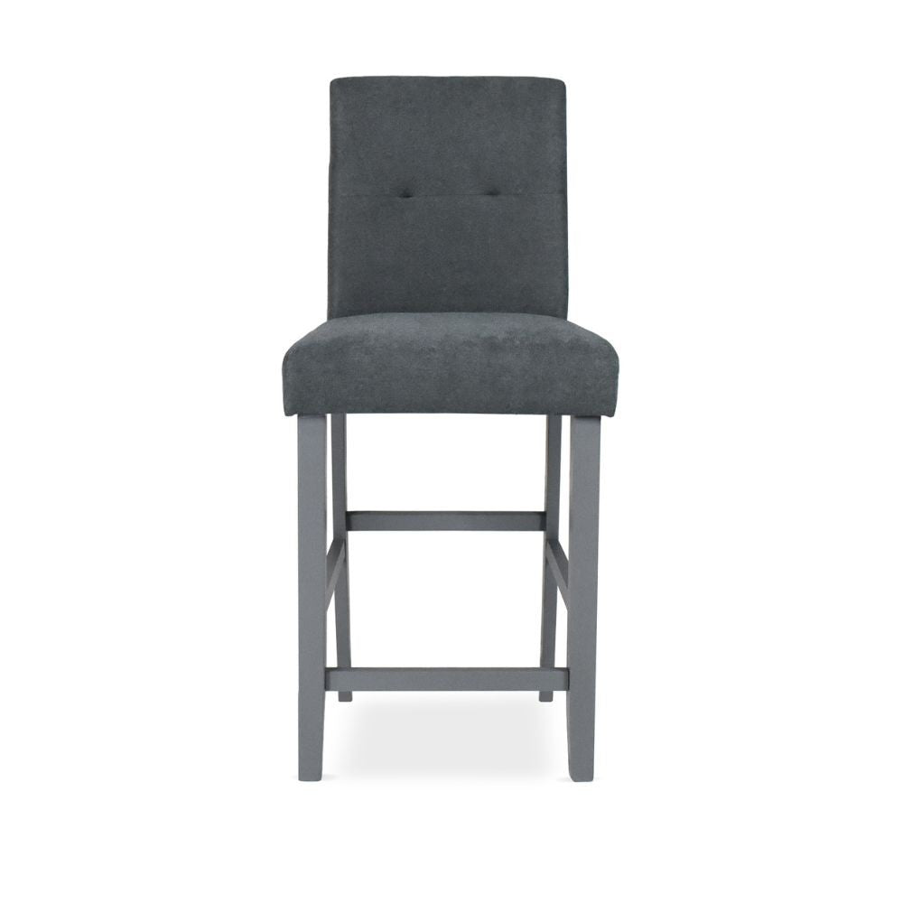 Sgabello Alex in legno colore grigio con seduta in tessuto grigio