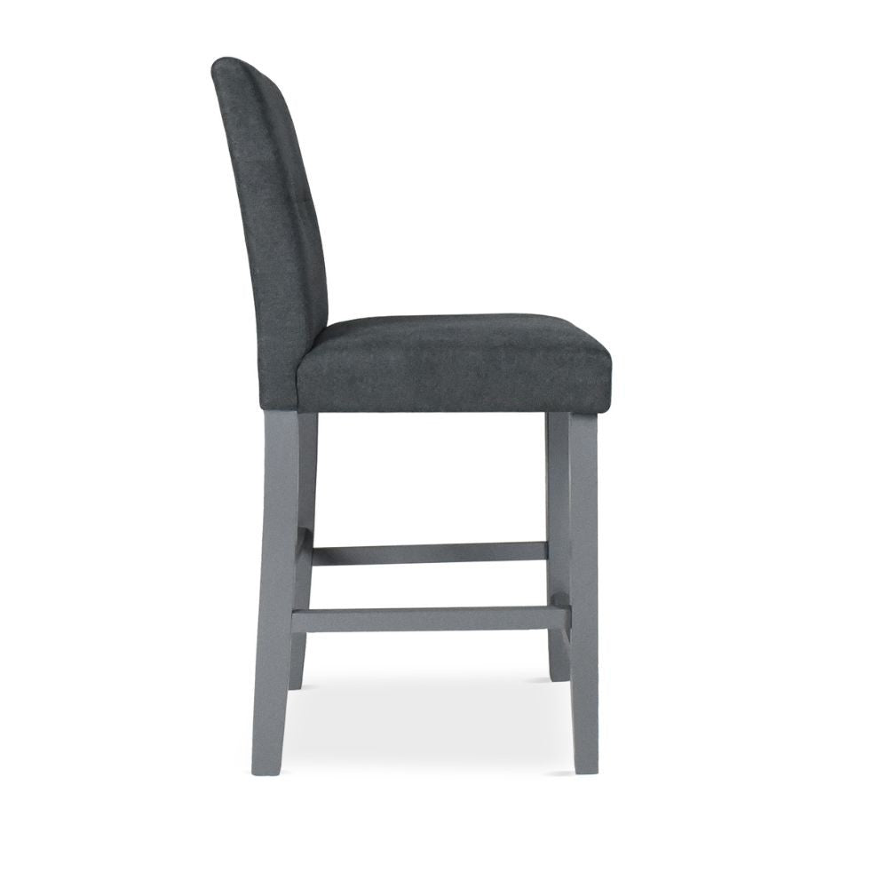 Sgabello Alex in legno colore grigio con seduta in tessuto grigio