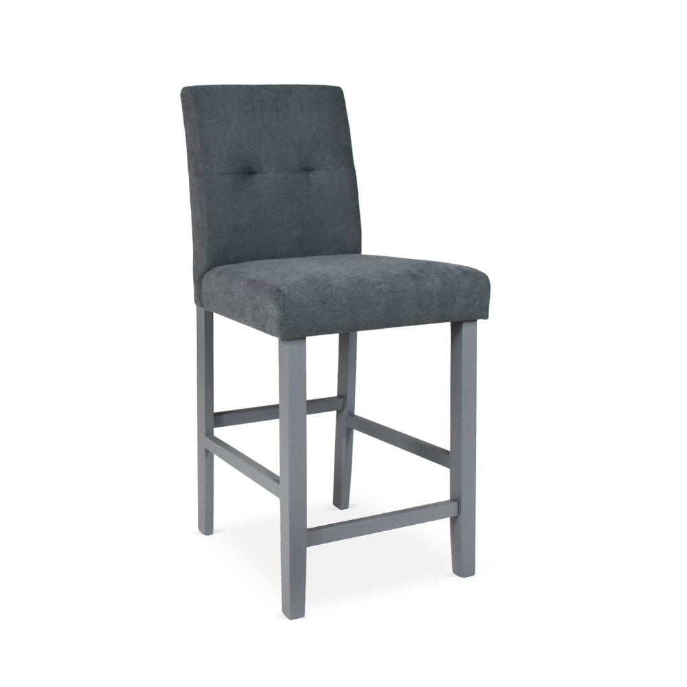 Sgabello Alex in legno colore grigio con seduta in tessuto grigio