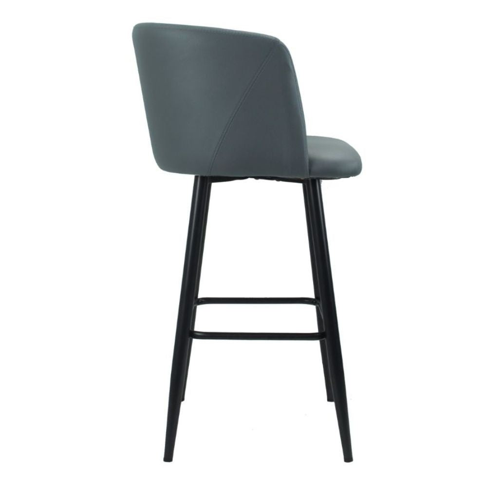 Sgabello Limin in ecopelle grigio con gambe nere opache