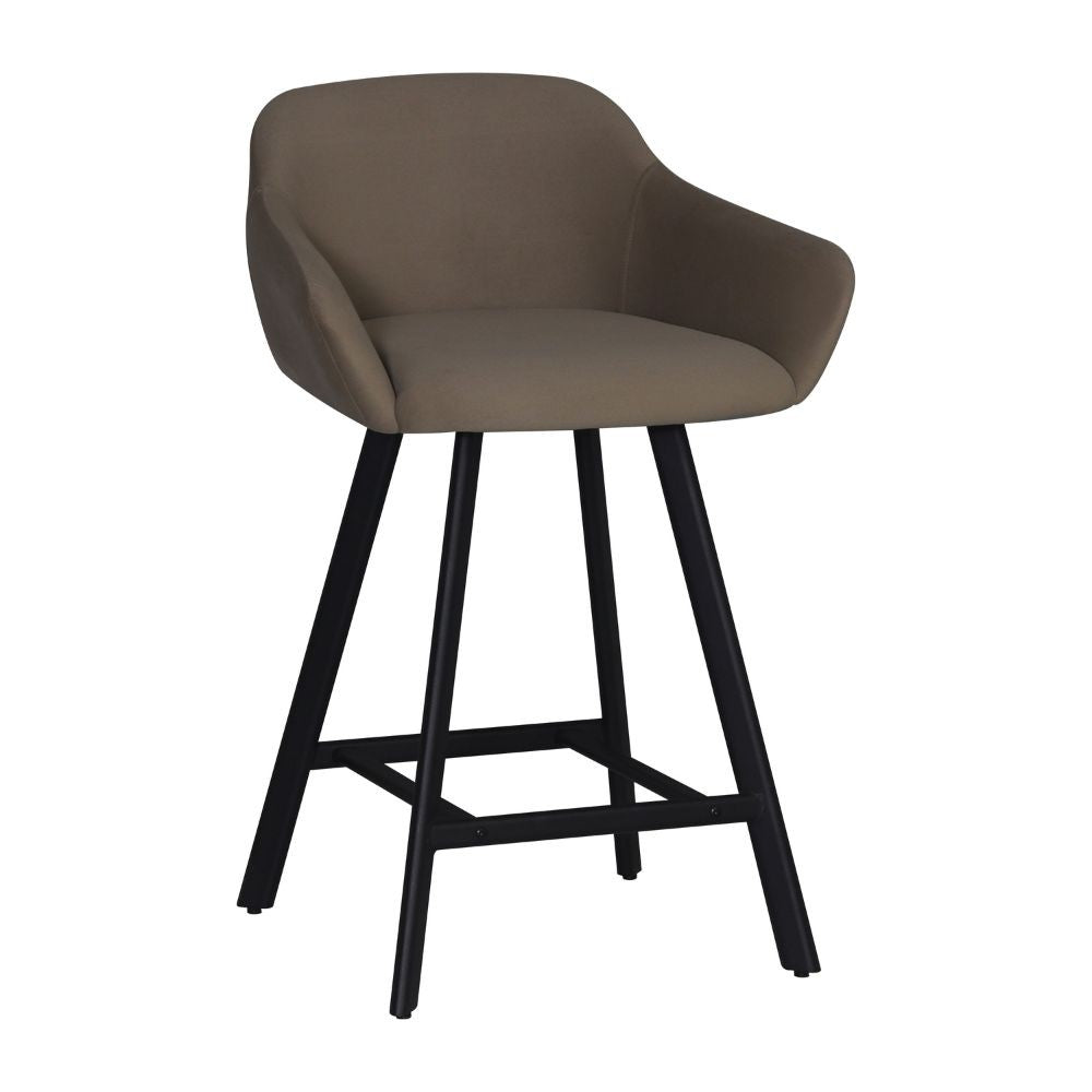 Sgabello Mey in tessuto Anka 06 tortora con gambe in metallo nere