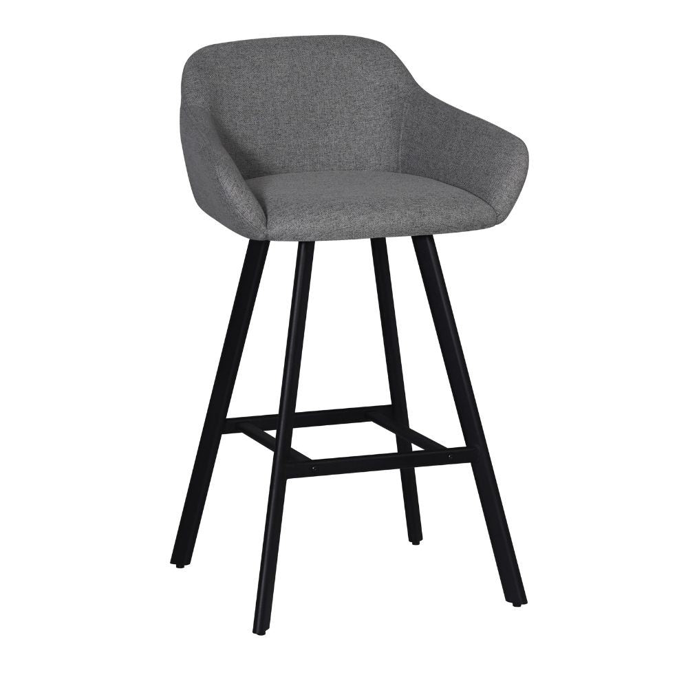 Sgabello Mey in tessuto Nordic 16 grigio cenere con gambe in metallo nere