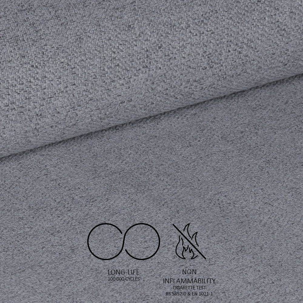 Sgabello Mey in tessuto Nordic 16 grigio cenere con gambe in metallo nere