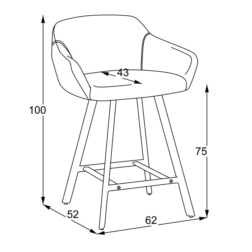 Sgabello Mey in tessuto Nordic 16 grigio cenere con gambe in metallo nere