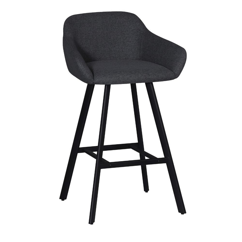 Sgabello Mey in tessuto Nordic 18 grigio scuro con gambe in metallo nere