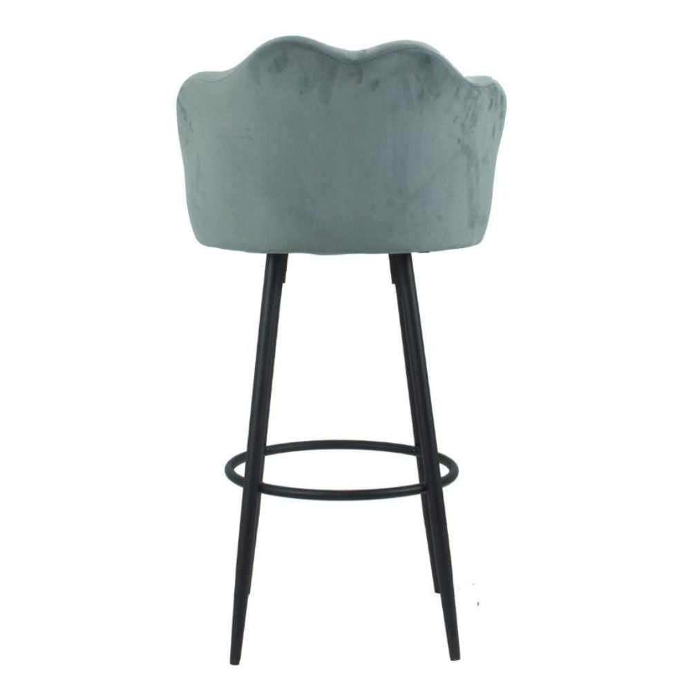 Sgabello Orel in velluto grigio con gambe nere opache