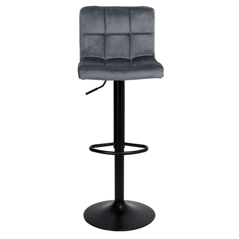Sgabello regolabile Mosva colore grigio con gambe nere opache