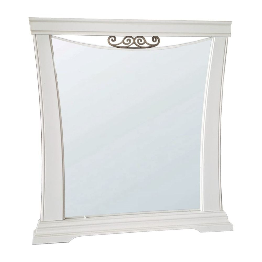 Specchiera Athena in legno con cornice curva colore avorio