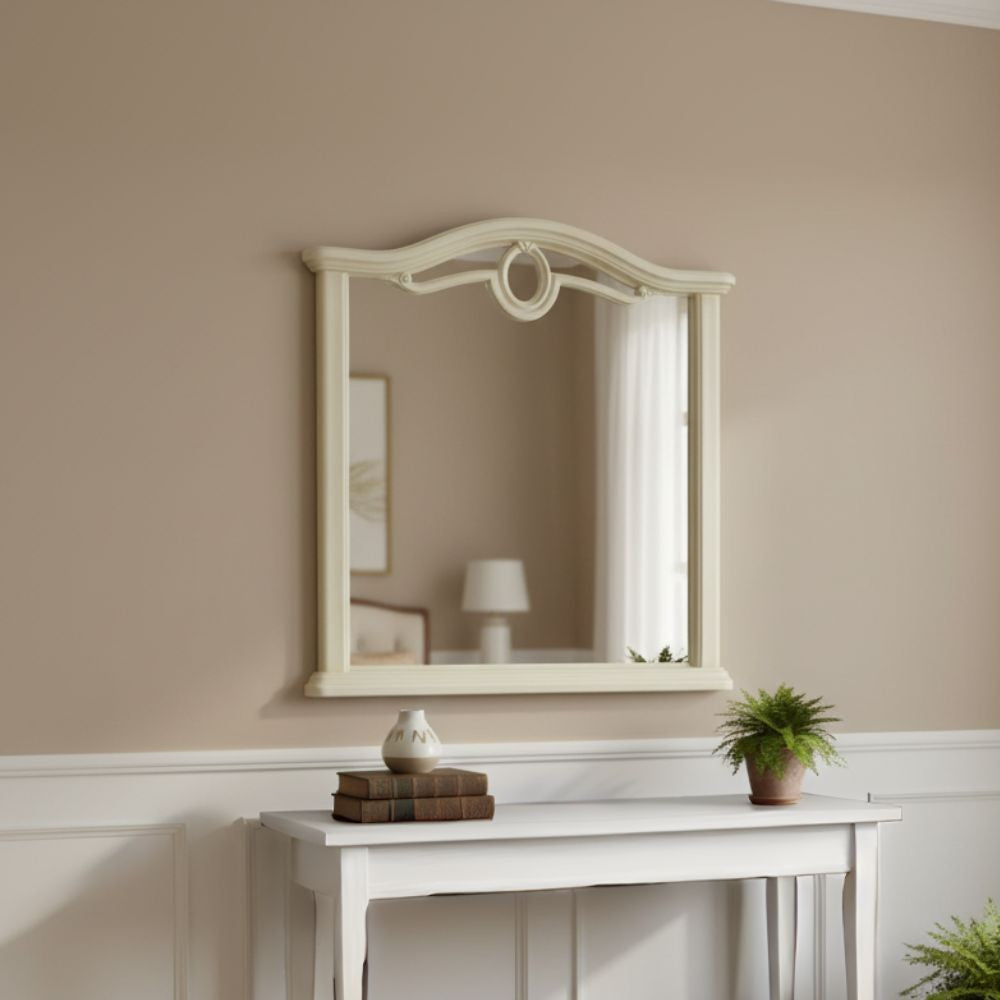 Specchiera Cerchio con cornice in legno con motivo ovale L 85 x H 95.5 cm colore beige