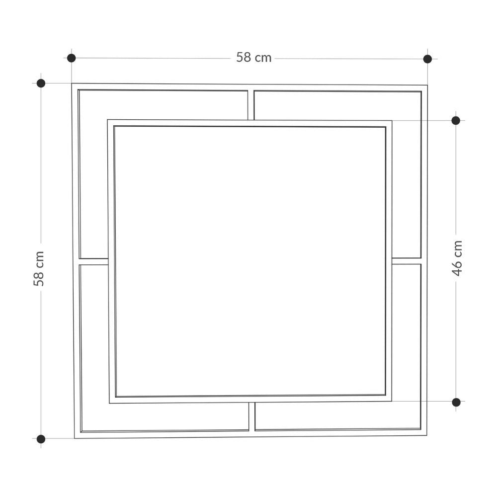 Specchio quadrato Corner con doppia cornice in metallo oro