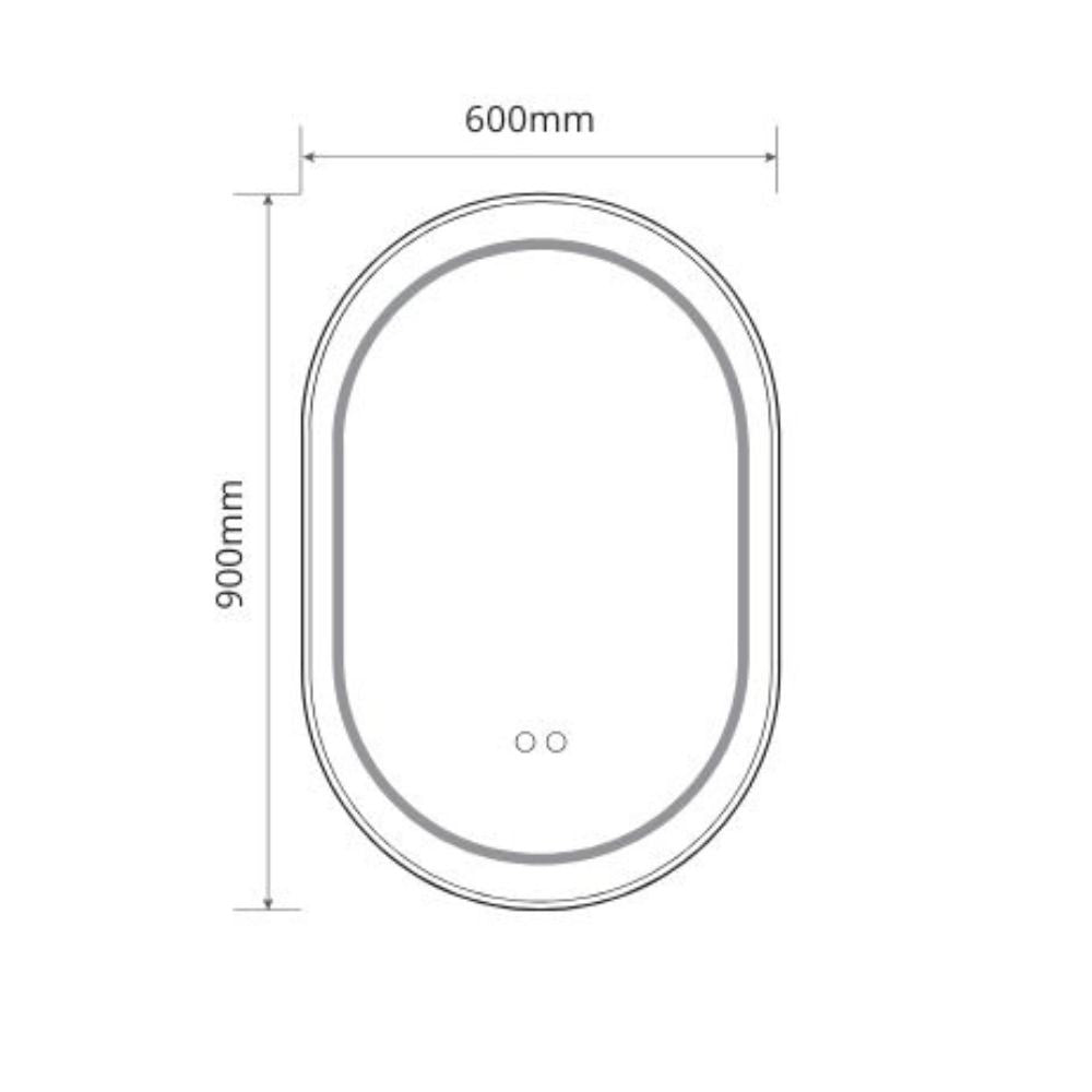 Specchio smart ovale YJ-2004BL con cornice nera in acciaio inox satinato 90x60 cm.