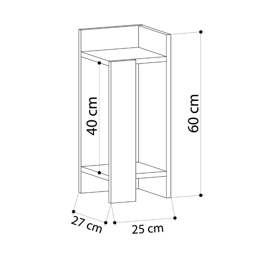 Tavolino comodino di design Elos 27x25x60h colore nero destro