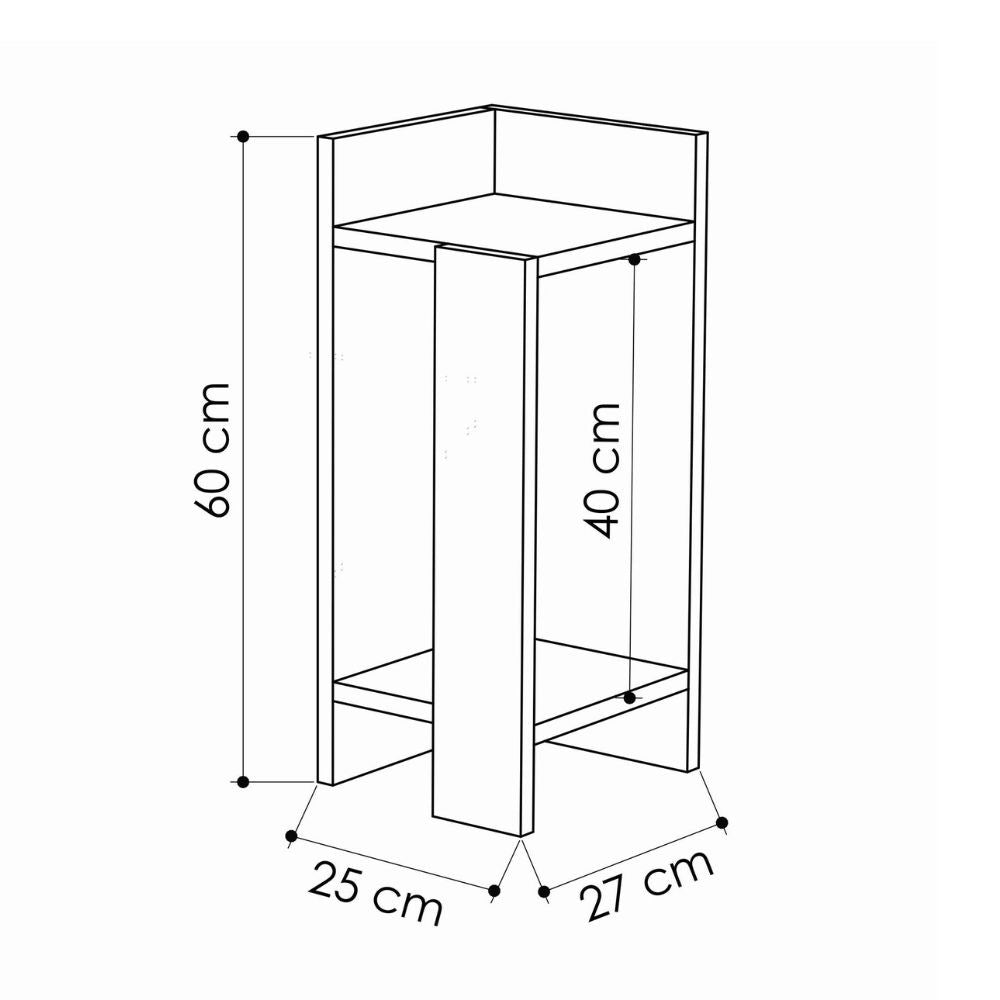 Tavolino comodino di design Elos 27x25x60h colore nero sinistro