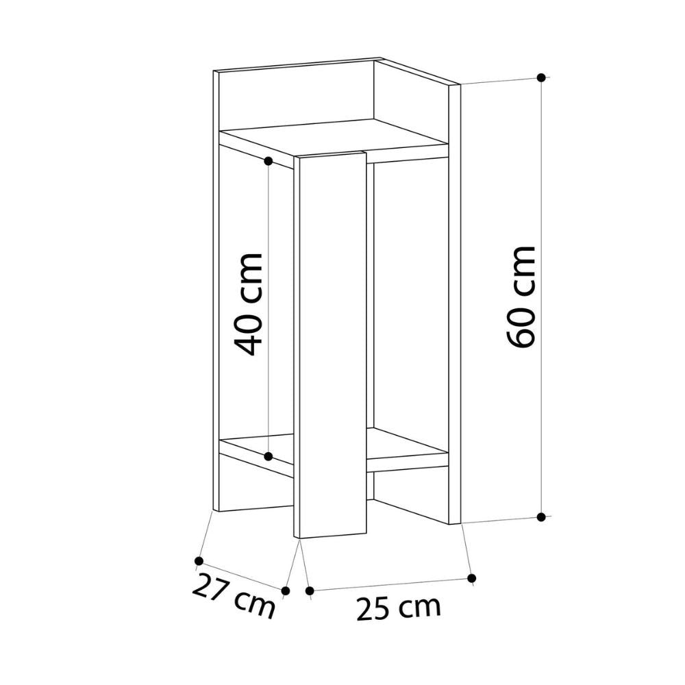 Tavolino comodino di design Elos 27x25x60h colore tortora destro