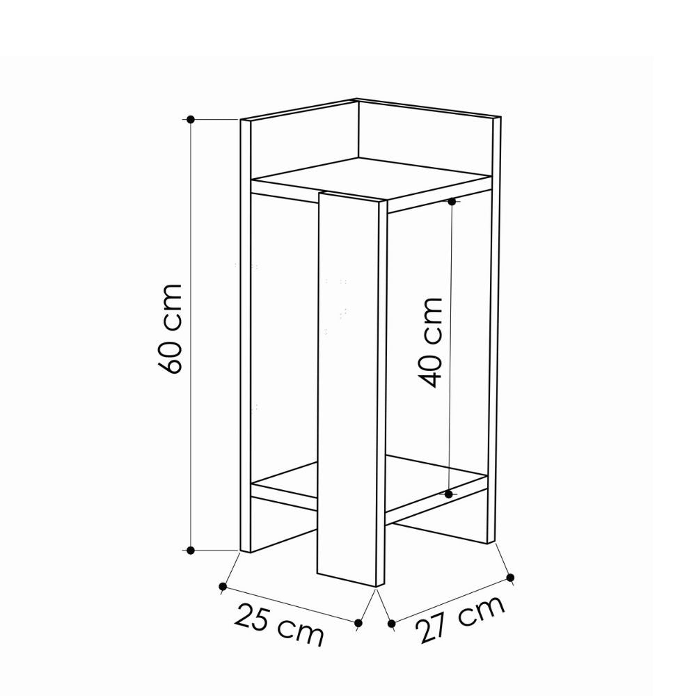 Tavolino comodino di design Elos colore bianco 27x25x60h destro