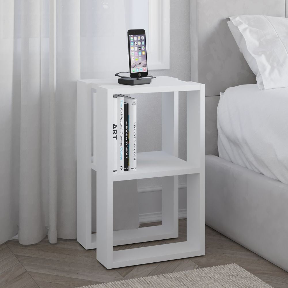 Tavolino comodino Lonie colore bianco