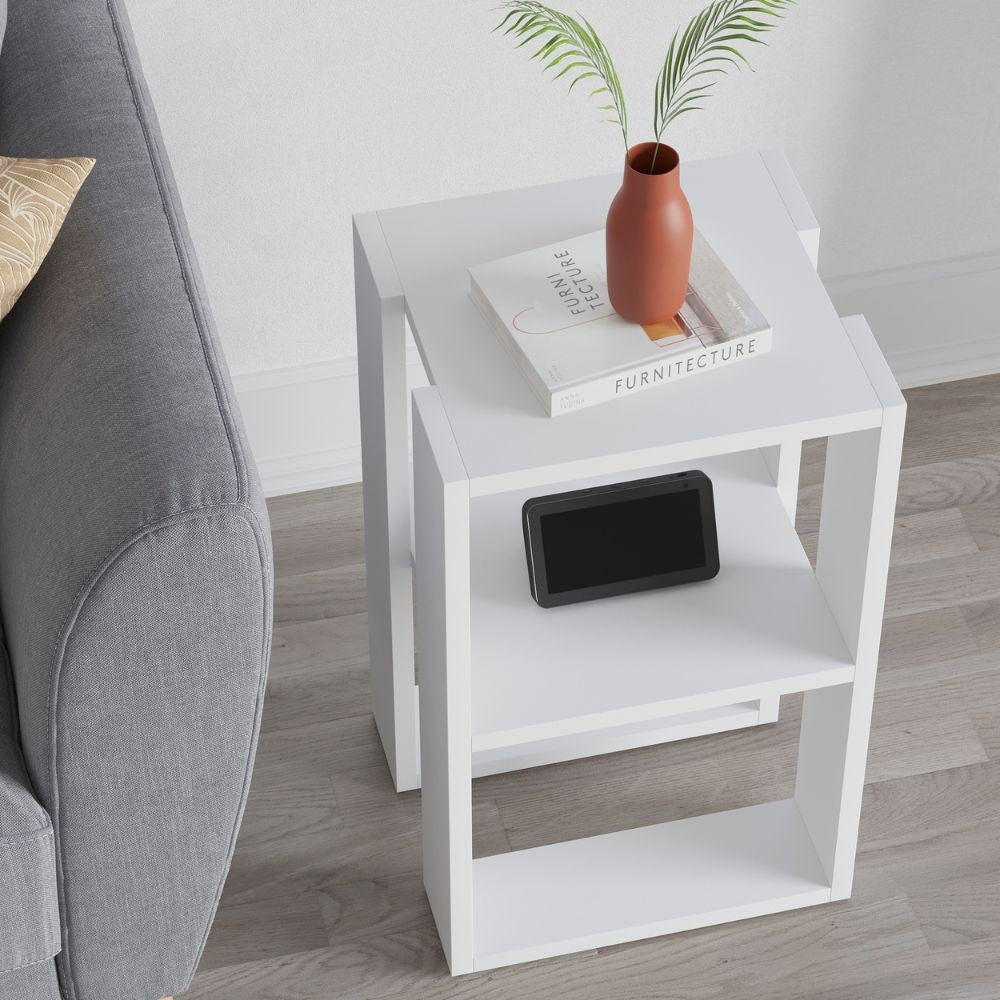 Tavolino comodino Lonie colore bianco
