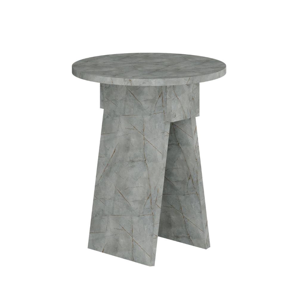 Tavolino da salotto Chen 50x42x23.4 cm. colore lagina effetto marmo grigio