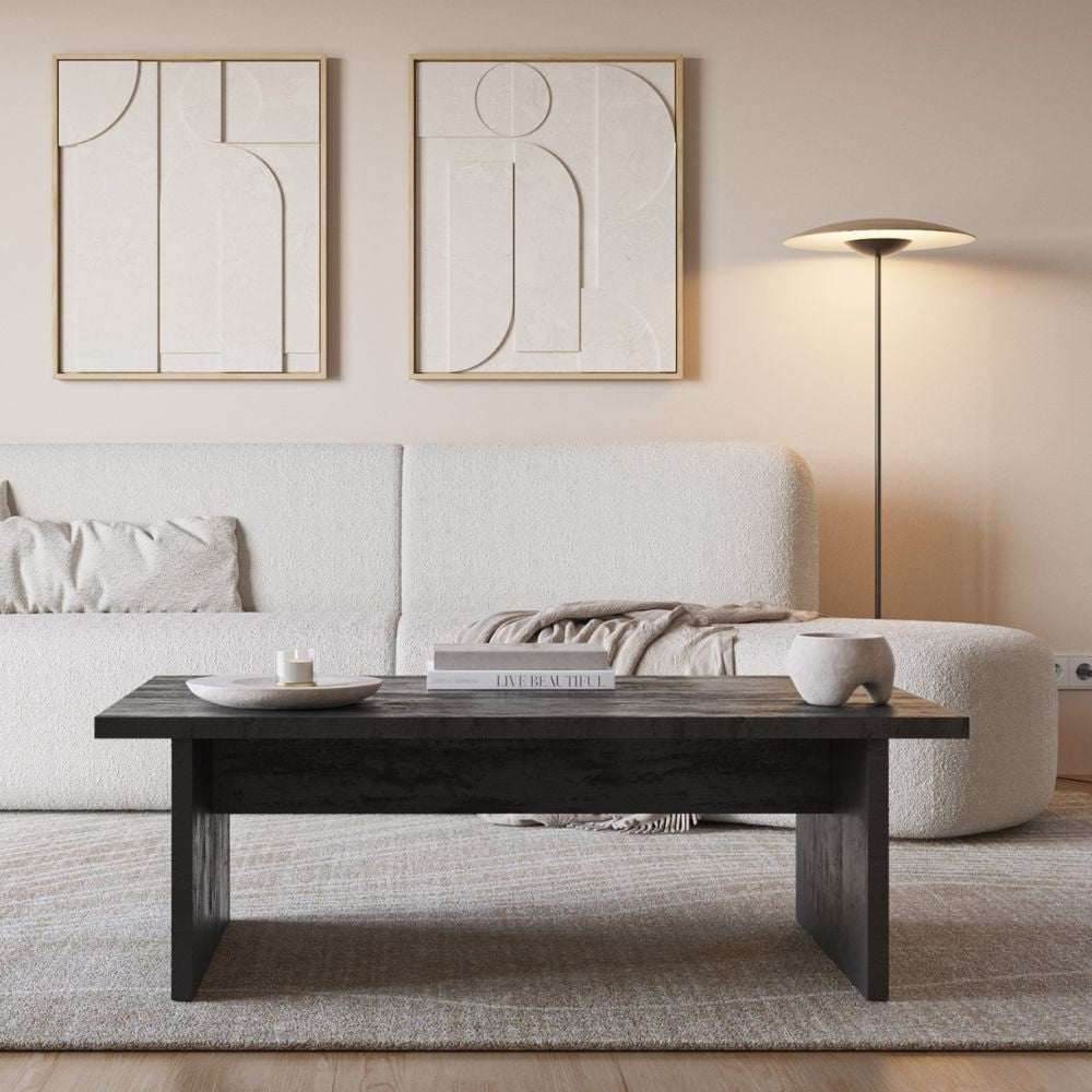 Tavolino rettangolare Loana colore nero 120x70x40 cm.