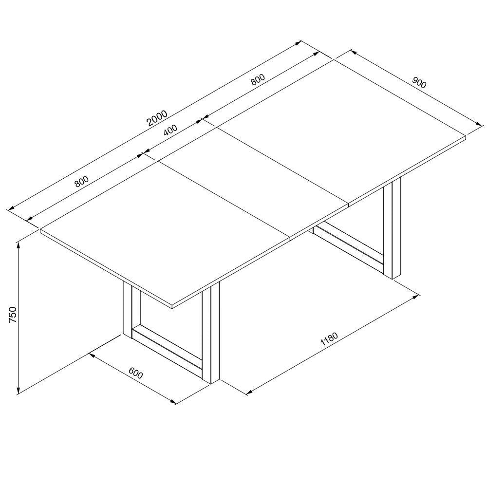 Tavolo allungabile New Denver50 con allunga da 40 cm. in bianco e rovere 160x90x75Hcm.