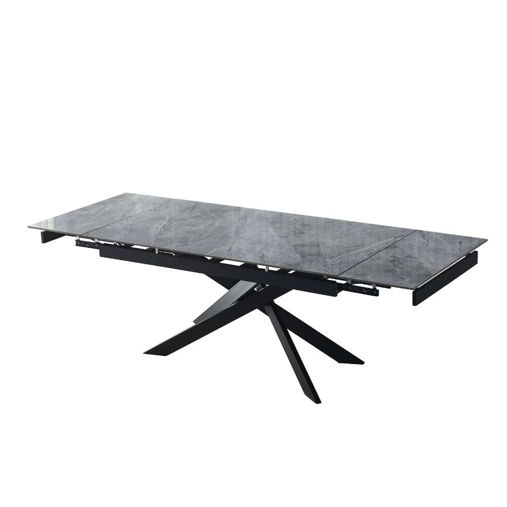 Tavolo allungabile Plato in ceramica colore grigio marmoreo italiano lucido