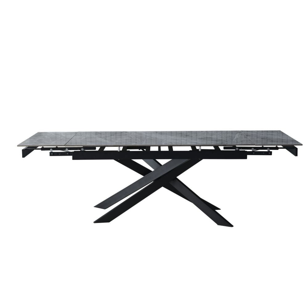 Tavolo allungabile Plato in ceramica colore grigio marmoreo italiano lucido