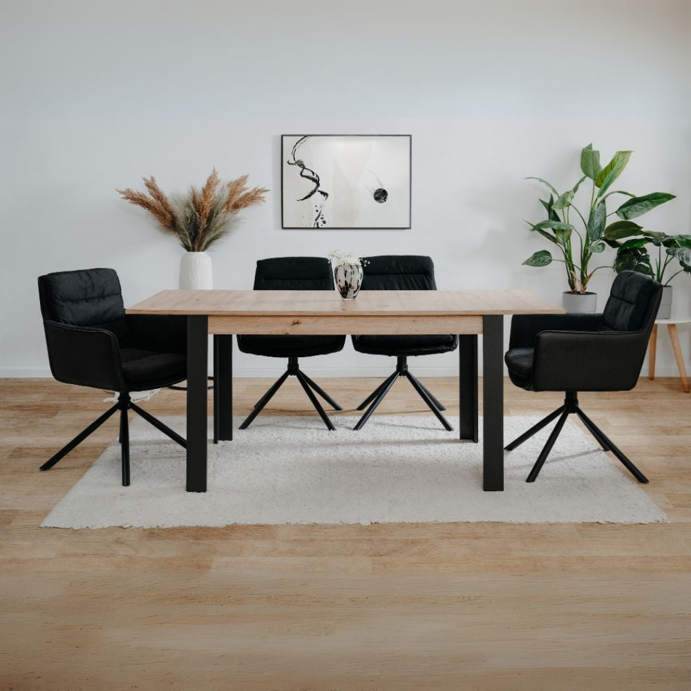 Tavolo allungabile Tolosa 80B colore rovere e gambe nere 150x75x80 cm.