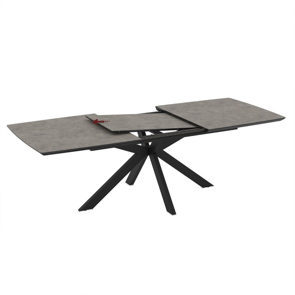 Tavolo allungabile Verano con piano cemento e gambe nere