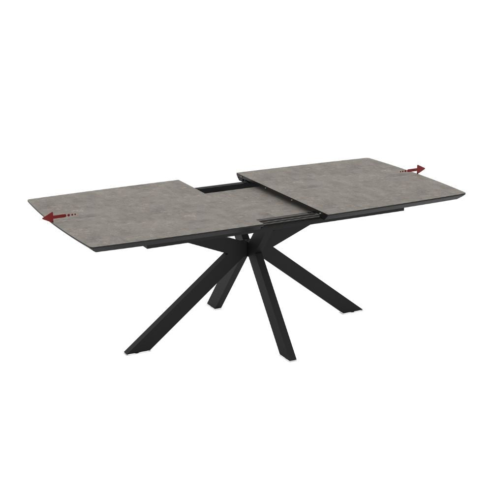 Tavolo allungabile Verano con piano cemento e gambe nere