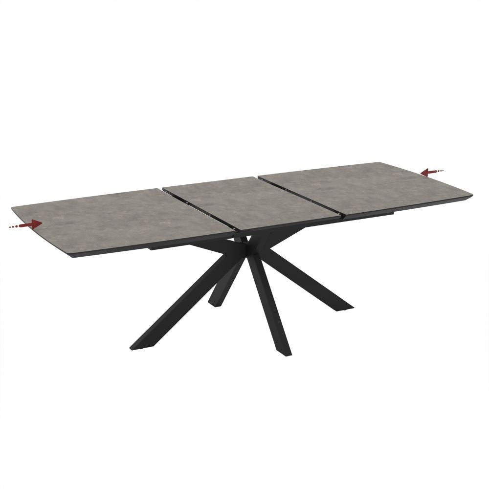Tavolo allungabile Verano con piano cemento e gambe nere