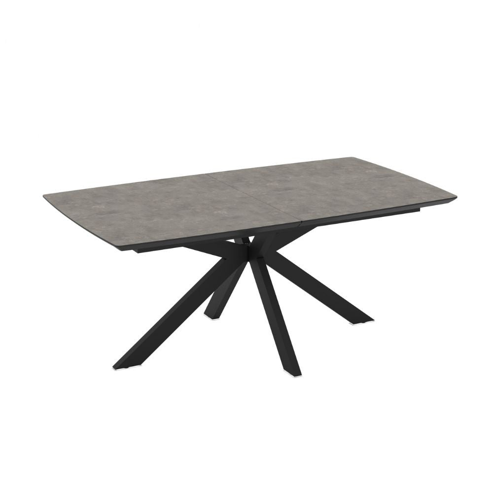 Tavolo allungabile Verano con piano cemento e gambe nere