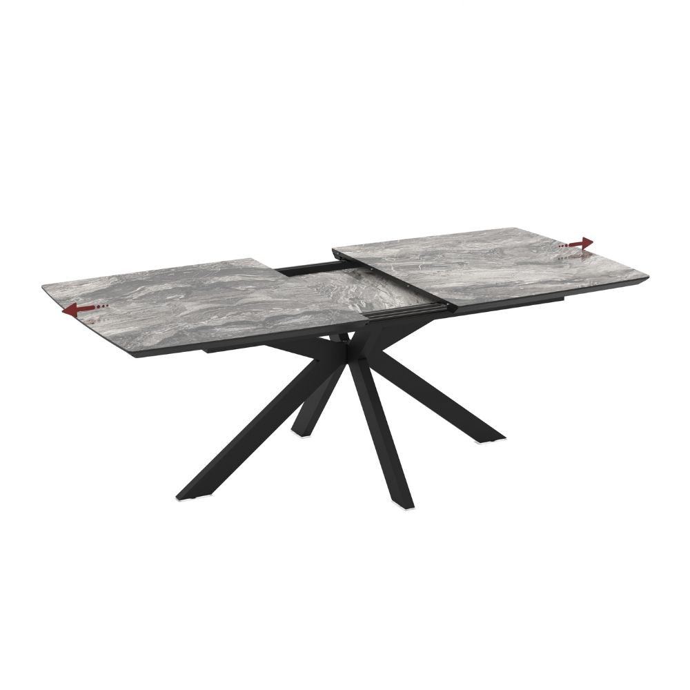 Tavolo allungabile Verano con piano colore marmo arabesque nero e gambe nere