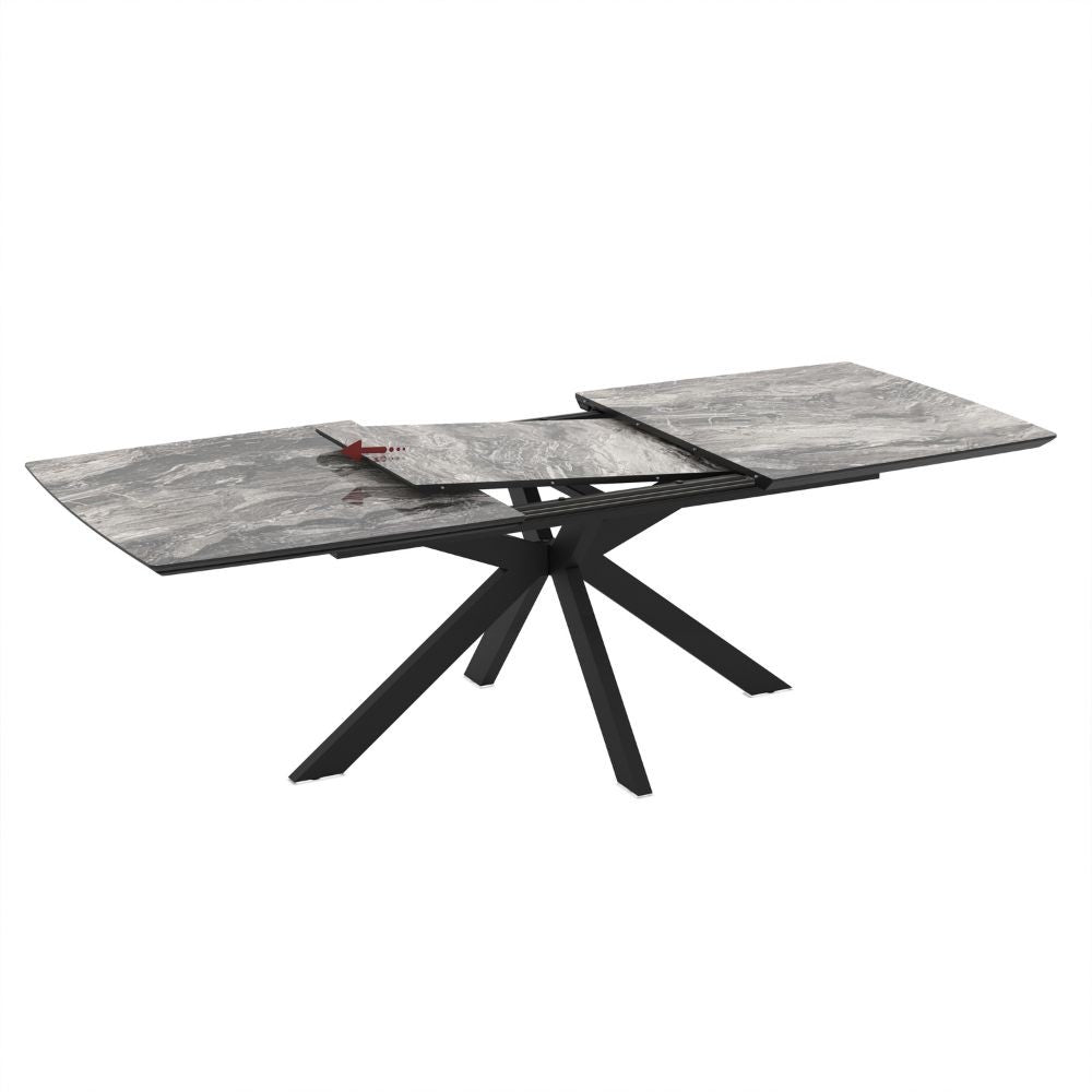 Tavolo allungabile Verano con piano colore marmo arabesque nero e gambe nere